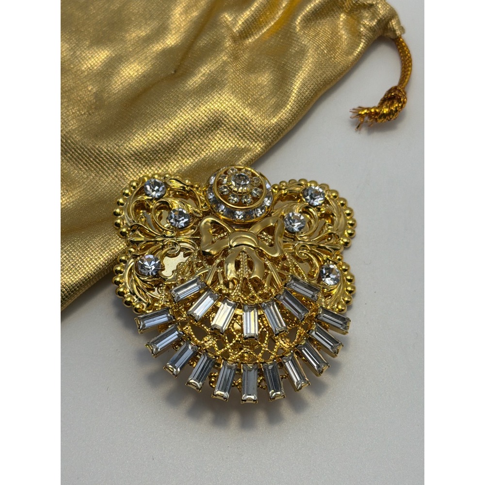 Jane for AOL 1997 Limited Edition Signed Brooch Gold Tone Rhinestone 471/2000